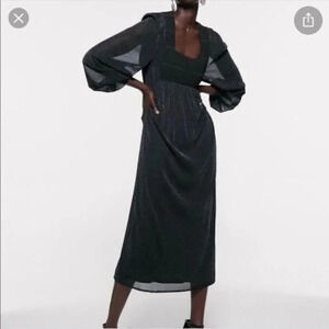 Zara dress with metallic  thread-black